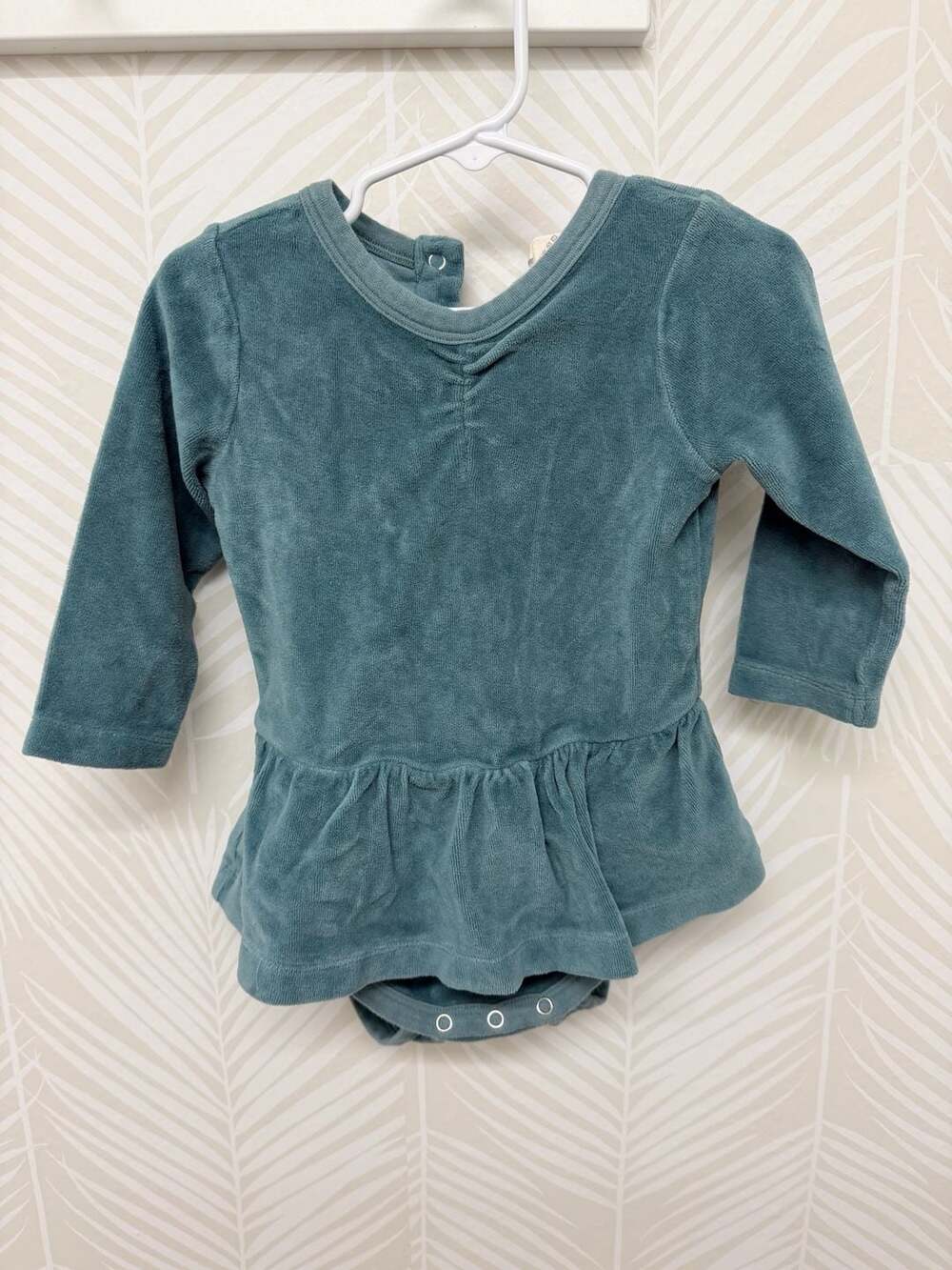 Kate Quinn Baby Organic Cotton Velour Peplum Long Sleeve Bodysuit 18/24